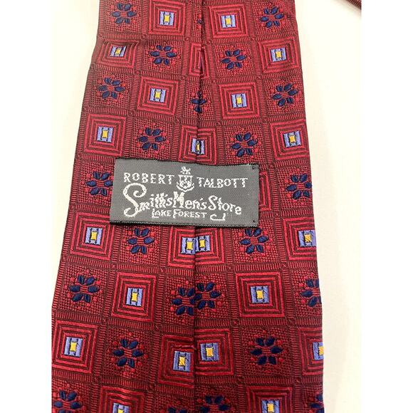 Robert Talbott Men's Necktie Tie Silk Red Blue Classic - Picture 3 of 6